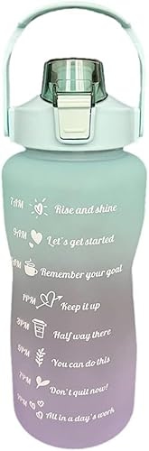 2L Sport-Wasserflasche mit Strohhalm, motivierende Trinkflasche, für Fitnessstudio, Wandern, Camping, auslaufsicher, verschließbarer Deckel, Zeitmarkierung, abnehmbarer Griff, tragbares Design