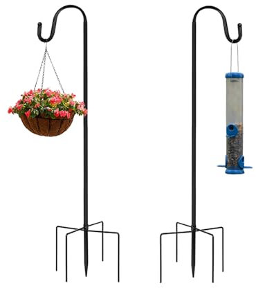2 Pack Shepherds Crook Hooks for Garden Lights, 96CM Metal Stake Stand Hook for Solar Lights, Lanterns, Plant Basket