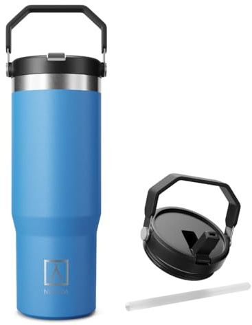 NUMADA- Botella Agua 304 Acero Inoxidable 1000ML Antigoteo, Botella Térmica Cerámica Reutilizable. Cantimplora o Botella Gimnasio con Aislamiento de 6 Capas, Mantiene Frío 24h y Calor 8h, Azul