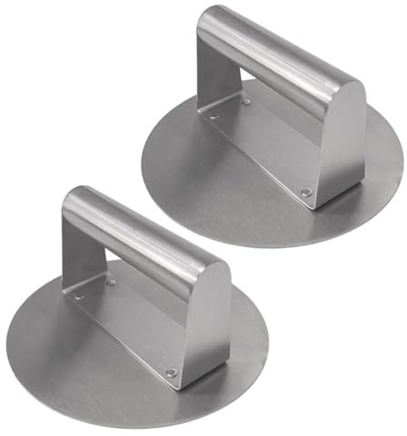 Toyvian 2pièces Presse à Hamburger Ronde Acier Inoxydable pour Écraser Les Hamburgers Lot Moule Antiadhésif