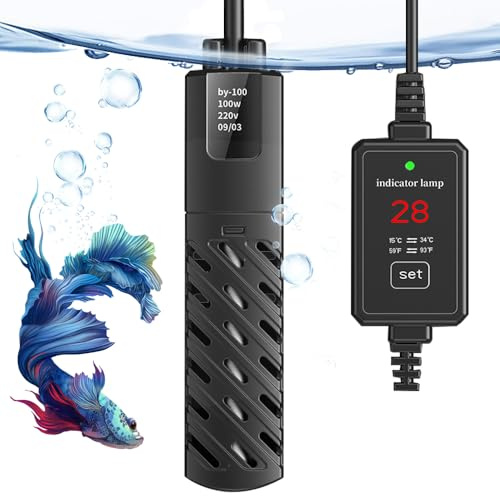 OBEST Riscaldatore per acquario con temperatura a LED, riscaldamento termostatico, 100 W, per acquari fino a 100 l, riscaldamento per piscine e acquari
