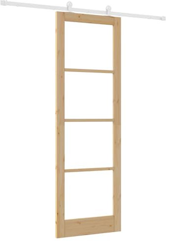 vidaXL Schiebetür ORKDAL Natur 78 x 232 cm Massivholz Kiefer und Glas, Moderner Wohnraum, Rechteckige Schiebetür, Kiefernholz, Platzsparend, Leiser Schieber, Vielseitiger Zugang