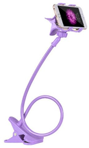 Handy Halter Schwanenhals, Universal Handyhalterung aus Eisen 360 Rotation Mit Clip, Flexible Lang Arm Einstellbar, Lazy Handy Halter Ständer für Smartphone für Bett, Schreibtisch, Auto (Lila)