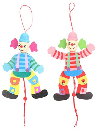 FRCOLOR 2stücke Teiliges Clown Marionetten Holz Handgefertigte Glatte Oberfläche Interaktives Fadenspielzeug Für Erwachsene Und Junge Mädchen Bunte Marionette Für Puppentheater Und Dekorat