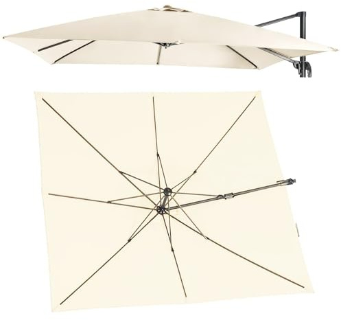 Housse de rechange carrée pour parasol déporté d'extérieur en tissu imperméable pour table de marché, 3 x 3 m, beige