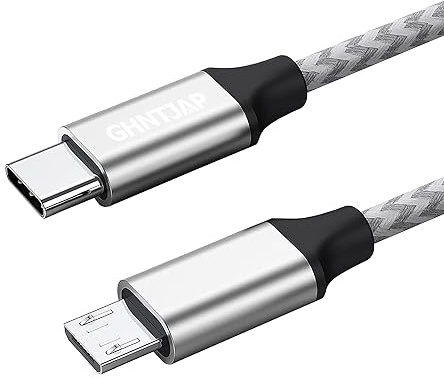 GHNTJAP USB C auf Micro USB Kabel 0.3M, Nylon USB C zu Micro USB Ladekabel, High Speed Android Handy Datenkabel für Galaxy S7 S6 S5 Huawei P Smart Nokia Kindle PS4 Controller usw.