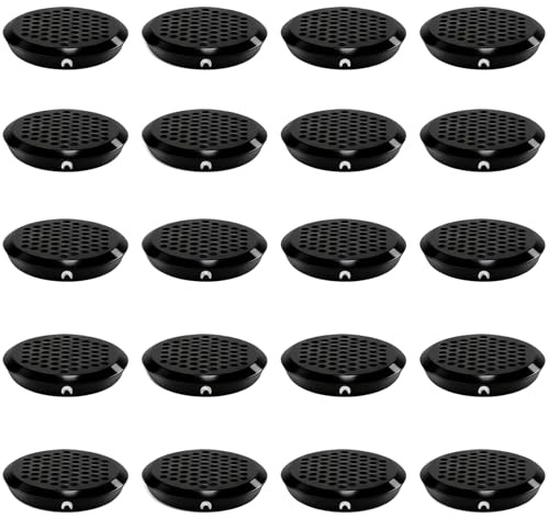 CHSEROK 20 Pièces Trou de Maille de Ventilation Ronde, Acier Inoxydable Grille de Ventilation, Noir Grille D'aération Trou pour Meuble, Diamètre Inférieur 53 mm, pour Armoires de Rangement, Placards
