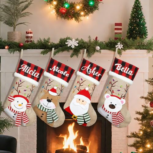 9 lustige Weihnachtsstrümpfe zum Selbermachen, personalisierbar, 45,7 cm, personalisierbar, personalisierbar, mit Namen, traditionelle Weihnachtsstrümpfe für Kamin, Weihnachtsfeier, Dekoration