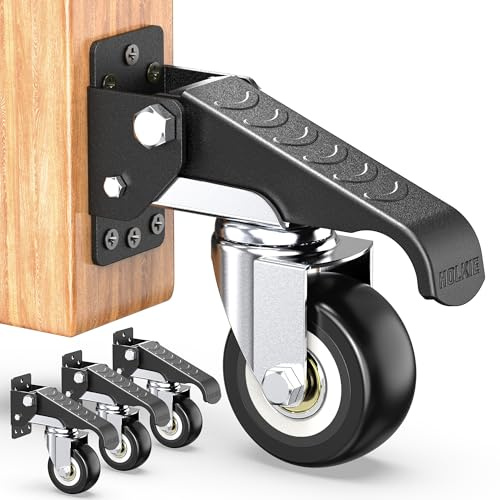 HOLKIE Juego de 4 Ruedas de Transporte para Bancos de Trabajo, 408kg Heavy Duty, Ruedas Retráctiles y Pivotantes con Función de Elevación, Kit de Movilidad para Mesa de Taller y Maquinaria