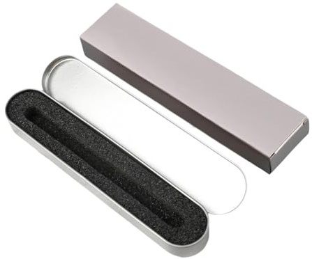 Milageto Stationery Box Pen Storage Container Elegant Multipurpose Pen Holder Metal Pencil Case for Brushes Spoons Home Crayon, Silver Sponge Lining