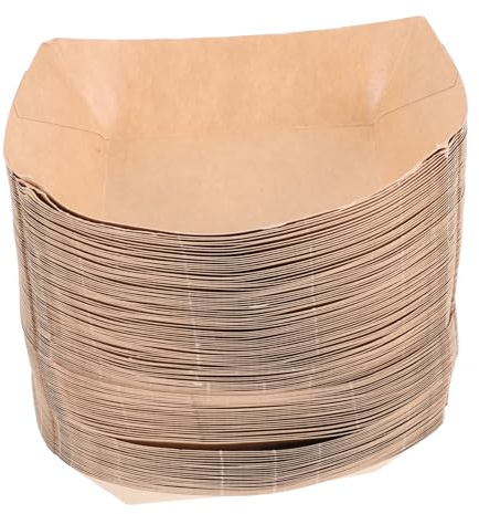 Healifty 125 pièces Barquettes Kraft Papier Jetables Plateaux Longs pour Snacks Frits Bateaux Alimentaires Pratiques et Polyvalents pour Restauration Rapide et Événements