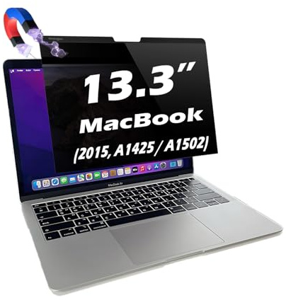 PRSPR Écran de confidentialité magnétique pour MacBook Pro 13,3 (2015, A1425/A1502) - Anti-reflets, filtre de lumière bleue, protection UV, encliquetage magnétique, bouclier de confidentialité