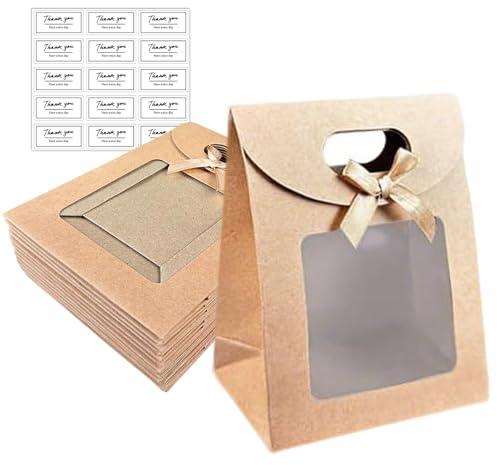 GUOYOU 15 Stück Geschenktüte mit Fenster, 16x12x6cm Geschenktüten Klein