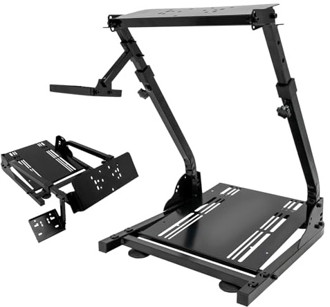 ROGONPDK Rennsport Lenkradständer, Verstellbarer Rennradständer, Racing Steering Wheel Stand, Faltbare Racing Lenkrad Ständer, Klappbare Halterung für Rennlenkrad, für Familien Spielhallen