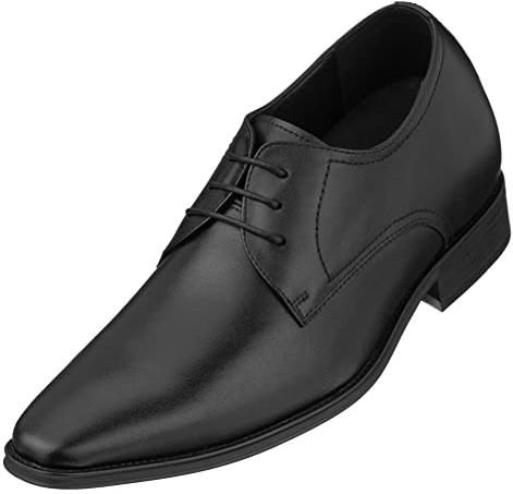 CALTO Men's Invisible Height Increasing Elevator Shoes - Black Premium Leather Lace-up Formal Derby Oxfords - 2.8 Inches Taller - Y5011 - Size 8 D(M) US