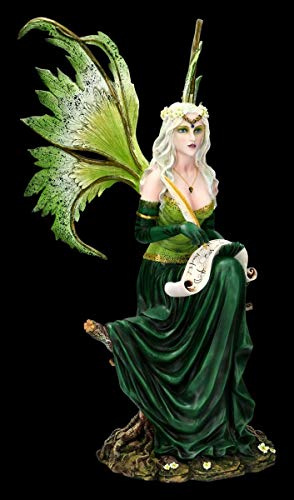 Figuren Shop GmbH Große Feen Fantasy-Figur - Prinzessin Gaia Feenfigur, Engel, Dekofigur, Dekoartikel, mit dekorierten Halbedelsteinen, H 51 cm