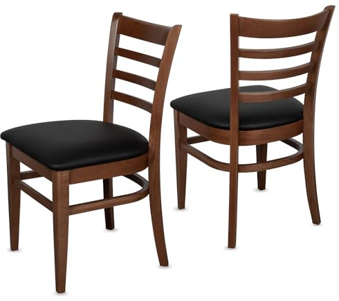 Staboos Premium Esszimmerstühle 2er Set Holz bis 150 kg – fertig montierte Küchenstühle gepolstert, Massivholz Buche Nussbaum Schwarz, stabile Essstühle für Küche, Esszimmer & Wohnzimmer (CH61)