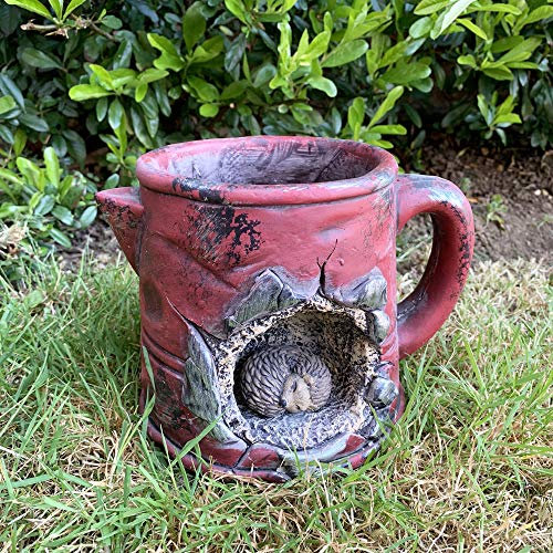 Darthome Outdoor Garden Cement Hedgehog Jug Pitcher Planter Freestanding Flower Plant Pot 21cm