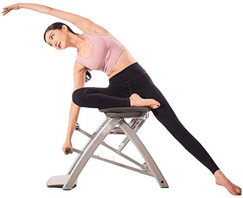 WLOWS Pilates Iyengar Yoga Aid stol, justerbar hopfällbar hem multifunktions core styrka byggpall 4 träningsmöjligheter, hemmagym