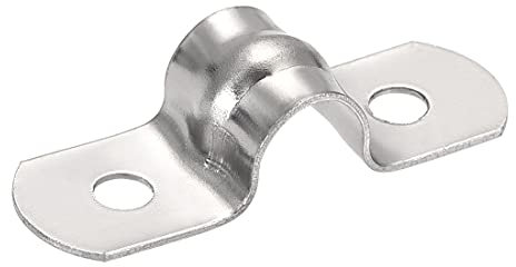 sourcing map 45Stk. starres Rohrband 2 Löcher Rohrbänder 201 Edelstahl Spannrohrklemme 8mm(0,3)