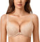 DOBREVA Reggiseno Donna Push Up in Pizzo con Ferretto Imbottito Plunge a Coppe Modellate Beige 5B