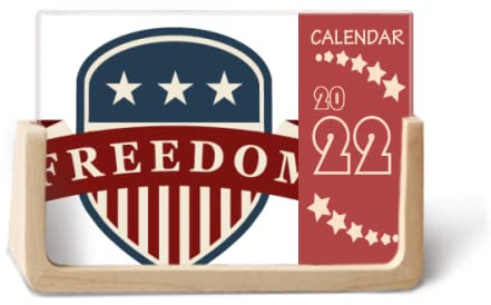 Calendario da scrivania 2022 con stelle e strisce, motivo: scudo America City, 12 mesi