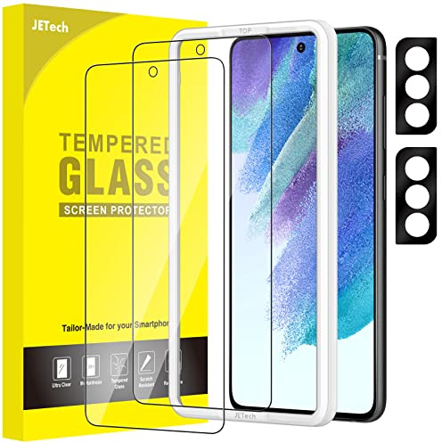 JETech Schutzfolie für Samsung Galaxy S21 FE, 2+2 Stück | Mit Kameraschutz, HD Klares Gehärtetes Glas Displayschutzfolie, Kratzschutz, Einfache Installationshilfe