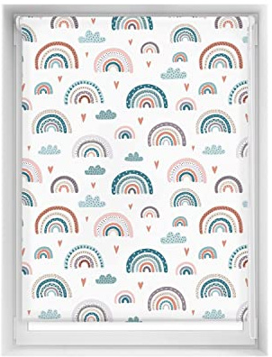 Blindecor Easy Verdunkelungsrollo ohne Bohren, Digitaldruck, Regenbogen, Blau, 100 x 150 cm (Breite x Höhe), Stoffmaß 97 x 145 cm, Thermo-Rollos