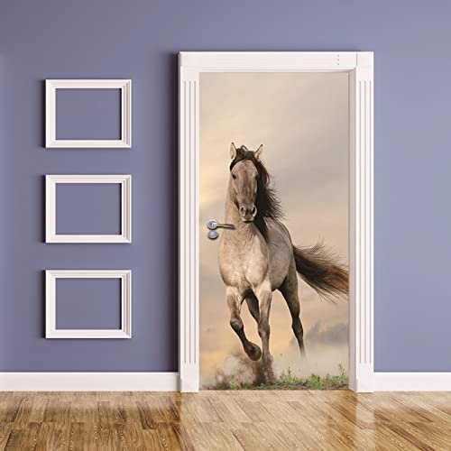 Türtapete Selbstklebend 80X200 Pferd Türtapete Selbstklebend Türposter,Fototapete Selbstklebend 3D Pvc Türaufkleber Diy Türbild,Türfolie Poster Tapete