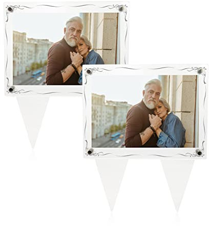 Decorazioni per cimiteri, cornice impermeabile 5 x 7 per tomba, 2 pezzi, in acrilico per cimitero, decorazioni per tombe, regali di simpatia, regali commemorativi (verticale)