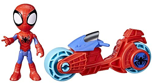 SPIDEY AND HIS AMAZING FRIENDS Marvel Spidey Figur mit Motorrad, Spielzeug für Jungs und Mädchen ab 3 Jahren