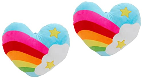 Toyvian Herzkissen 2Er Set Regenbogen Herzform Wurfkissen Mit Füllung Weiches Zierkissen Aus Kurzem Plüsch Und Baumwolle Für Sofa Schlafzimmer Auto Wohnzimmer Home Office