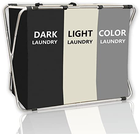 Grand panier à linge pliable 180 L à 3 sections pour l'organisation de la buanderie, 71 x 53 x 38 cm, panier à linge sale pour chambre à coucher, organisateur de couvertures (3 sections, noir)