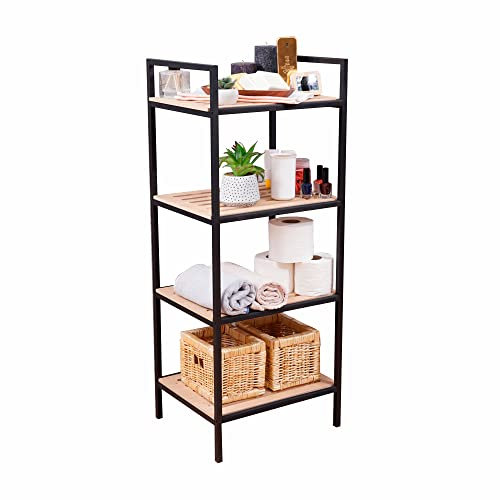 sugodesign Multifunktionales Küchenregal aus Holz und Metall, 4 Ablagen für viel Stauraum, Küchenschrank, Küchen-Organizer, Küchenmöbel, Badezimmerschrank, Küchenregal, Badezimmerregal