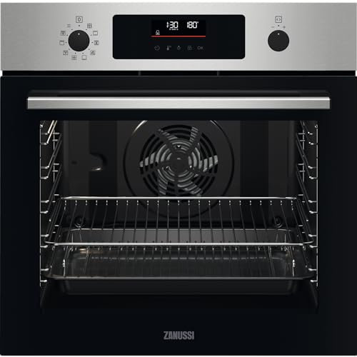 Zanussi Series 60 Built in Electric Single Oven ZOPNX6XN, 72 L Capacity, 600x560x550 mm, Multilevel cooking, SelfClean With Pyrolytic Technology, Stainless Steel