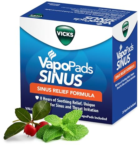 Vicks VapoPads Plus with Sinus Relief Formula - Vapor Pads Refill for Vicks Humidifiers and Steam Inhalers, Scent Pads for Congestion Relief, 20-Pack, Box Color May Vary