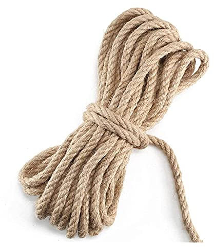 BODHIS Juteschnur, natürliches Bastelseil, geflochtenes Hanfseil, multifunktional, solides geflochtenes Sisalseil zum Basteln, Katzenkratzbaum, nautisch (12 mm (eine Rolle mit