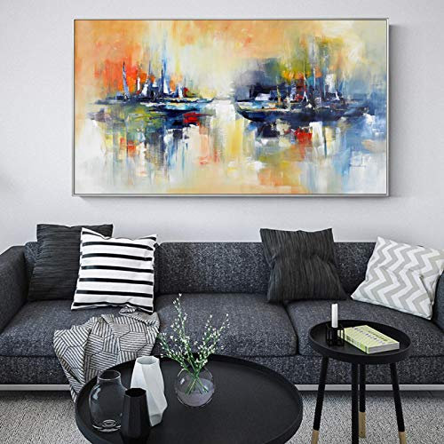 HYFBH Abstrakte Landschaftsölgemälde, Druck auf Leinwand, moderne Wand, Pop-Art, dekoratives Bild, Aquarell-Leinwanddrucke, Heimdekoration, 50 x 90 cm (20 x 35 Zoll), ungerahmt