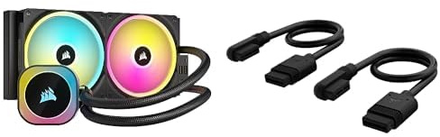 Corsair iCUE LINK H115i RGB Líquido CPU Enfriador Bundle - 280mm AIO - Dos Ventiladores QX140 RGB - iCUE LINK System Hub - iCUE LINK Delgado 200mm Cables Rectos/Delgados 90° - Negro