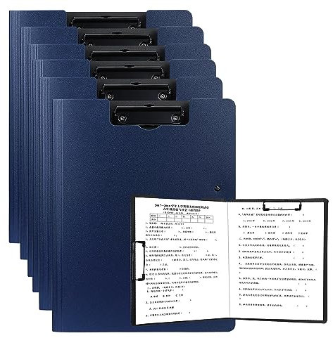 A4 Klemmbrett Ordner, 6er Doppelclip Schreibbrett, Zwischenablage Schreibblock für Geschäft, Büro, Schule oder Restaurant - Dunkelblau