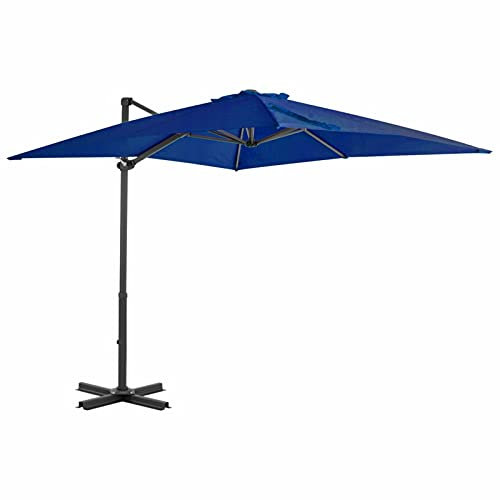 Camerina Ampelschirm mit Aluminium-Mast Windsicherung Ampelschirm Sonnenschirme FüR Terrasse Garten Sonnenschirm Azurblau 250x250 cm