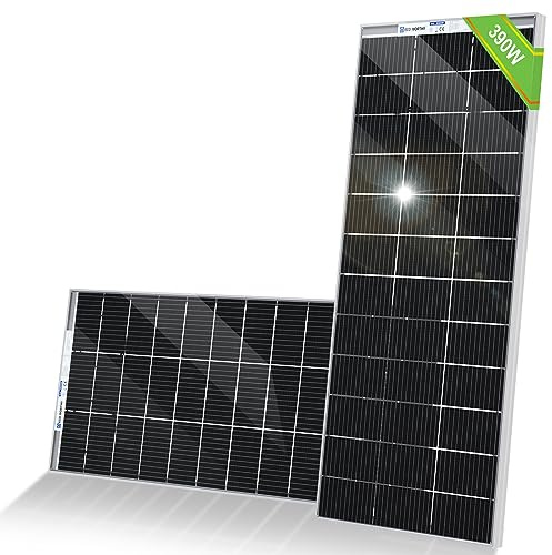 ECO-WORTHY 2PCS Panneau Solaire Bifacial 18V 195W, Panneaux Solaires 390W Double Face Mono pour Charger Batterie, Balcon, Terrasse, Camping-car, Jardin, Bateau, RV et La Maison