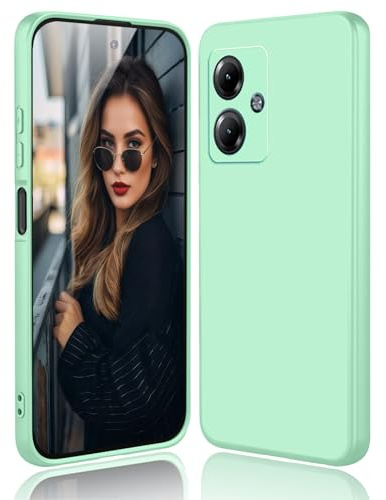 DESSEN Funda para Motorola Moto G14 - Líquida Silicona Carcasa con Forro de Microfibra Antiarañazos Delgada y Suave TPU Cover Anti-Choques Protectora Case, Verde Claro