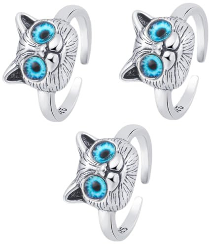SAFIGLE 3stücke Katzenring Verstellbar Offener Fingerring Süßer Cat Shape Ring Schmuck Für Frauen Einstellbare Charmanter Tier Schmuck Für Katzenliebhaber