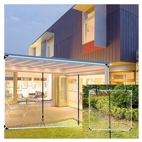 WuDLi Reißverschlussplane, transparente wasserdichte PVC-Plane, Seitenwände mit Reißverschluss, mit Türen mit Reißverschluss, PVC-Regenvorhänge, Planen-Abdeckfolie, für Pergolen, Terrass