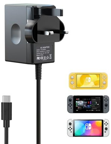 Charger for/Lite/OLED, 2 Hours 15V/2.6A 45W Fast Charging AC Adapter 5FT Type-C Cable Power Supply for/Lite/Dock and Pro Controller