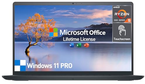 Dell Inspiron 15 Touchscreen Laptop Computer, 15.6' Inch FHD Touch Screen Business PC, AMD Ryzen 5 6-Core, 16GB RAM, 1TB SSD, Windows 11 Pro, Lifetime Microsoft Office, HDMI, WiFi 5, Black