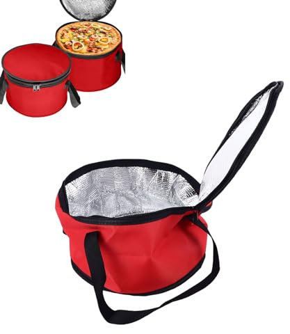 PerGar Round Lunch Bag, Round Insulated Thermal Pie Carrier Slow Cooker Bag, Collapsible Cake Carrier, Reusable Insulated Cake Cooler Casserole Carrier Bags for Picnics, Potluck
