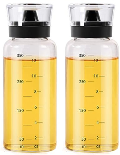 TINMIX Ölspenderflasche für Camping im Freien, 350 ml auslaufsichere Glas-Olivenöl- und Essig-Menage, gut versiegelt für Picknickküche, 2er-Pack