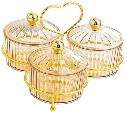 FytStycale Ensemble de Présentoirs pour Fruits Secs, Plateau de Service élégant, Boîte de Rangement Des Collations, Compartiments Pratiques, 3 grilles